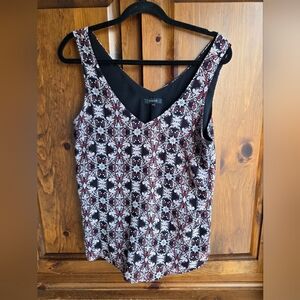 RW&CO. Red and Black Geometric Blouse